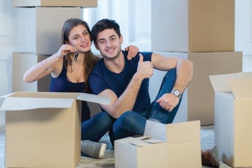 Professional house movers working on a North Sheen residential move