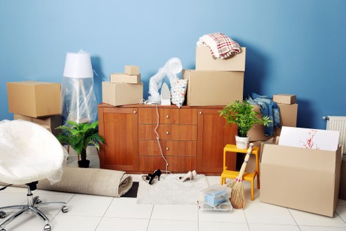 A sustainability-focused moving van in Northsheen with recyclable items loaded safely