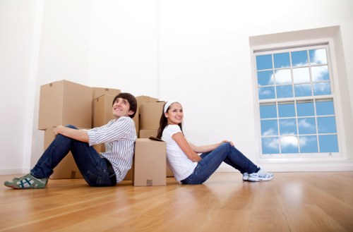 Office furniture and equipment prepared for a North Sheen commercial move