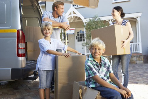 Packed moving van prepared for a North Sheen house relocation